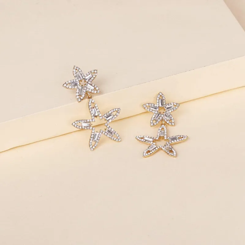 Crystal & Cubic Zirconia Open Double Star Drop Earrings made by Zulily