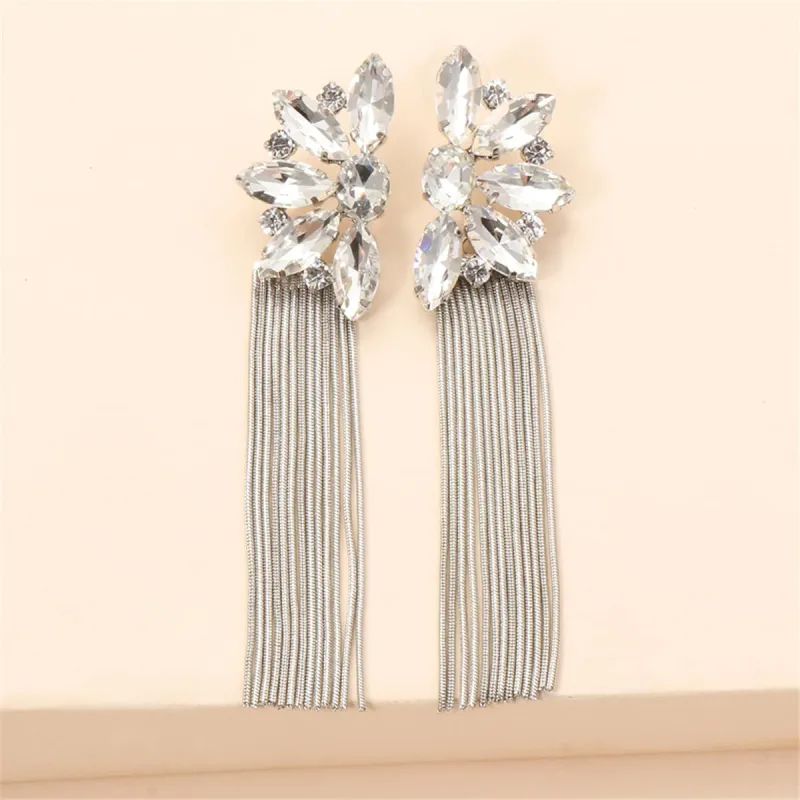 Crystal & Silvertone Botany Tassel Drop Earrings made by Zulily