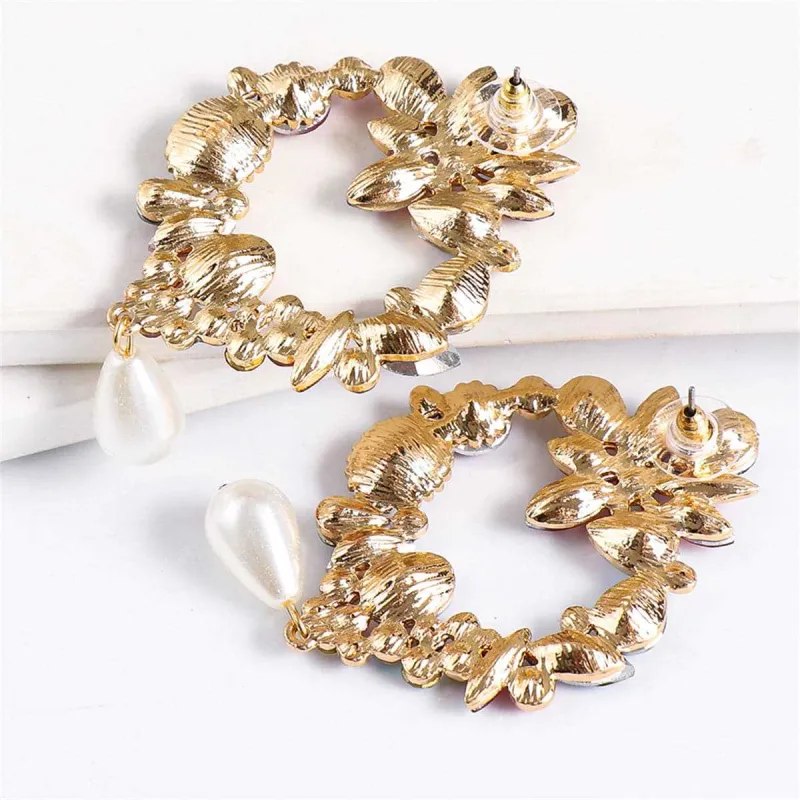 Cubic Zirconia & Crystal Pearl Goldtone Botany Drop Earring made by Zulily