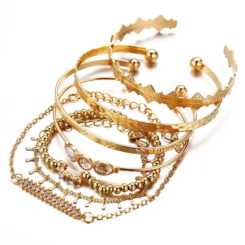 Cubic Zirconia & Crystal Textured Geometric Bracelet Set made by Zulily