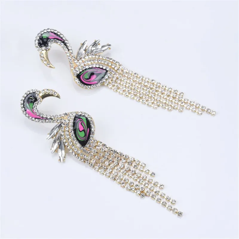 Cubic Zirconia & Enamel Goldtone Flamingo Drop Earrings made by Zulily
