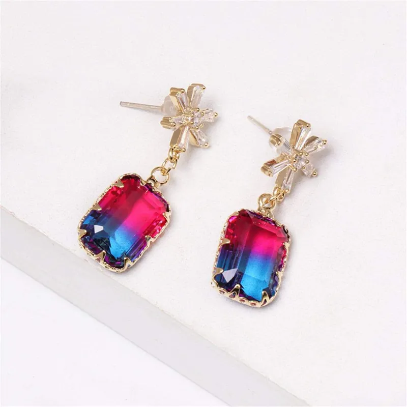 Cubic Zirconia & Blue Crystal Ombré Princess-Cut Drop Earrings made by Zulily