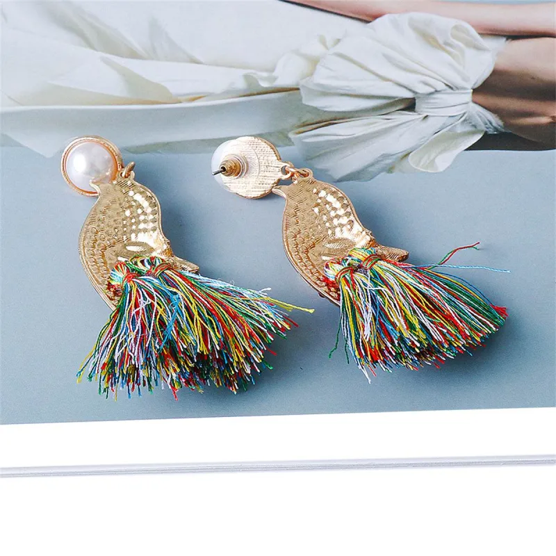 Cubic Zirconia & Crystal Pearl Goldtone Bird Fringe Drop Earrings made by Zulily