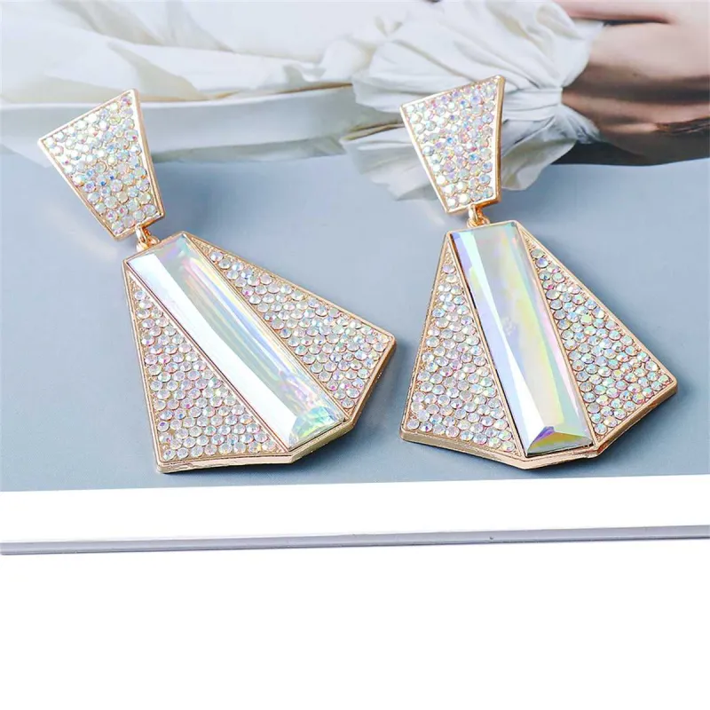Cubic Zirconia & Crystal Goldtone Abstract Drop Earrings made by Zulily