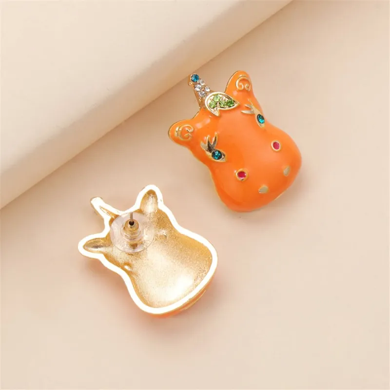 Cubic Zirconia & Enamel Goldtone Horse Stud Earrings made by Zulily