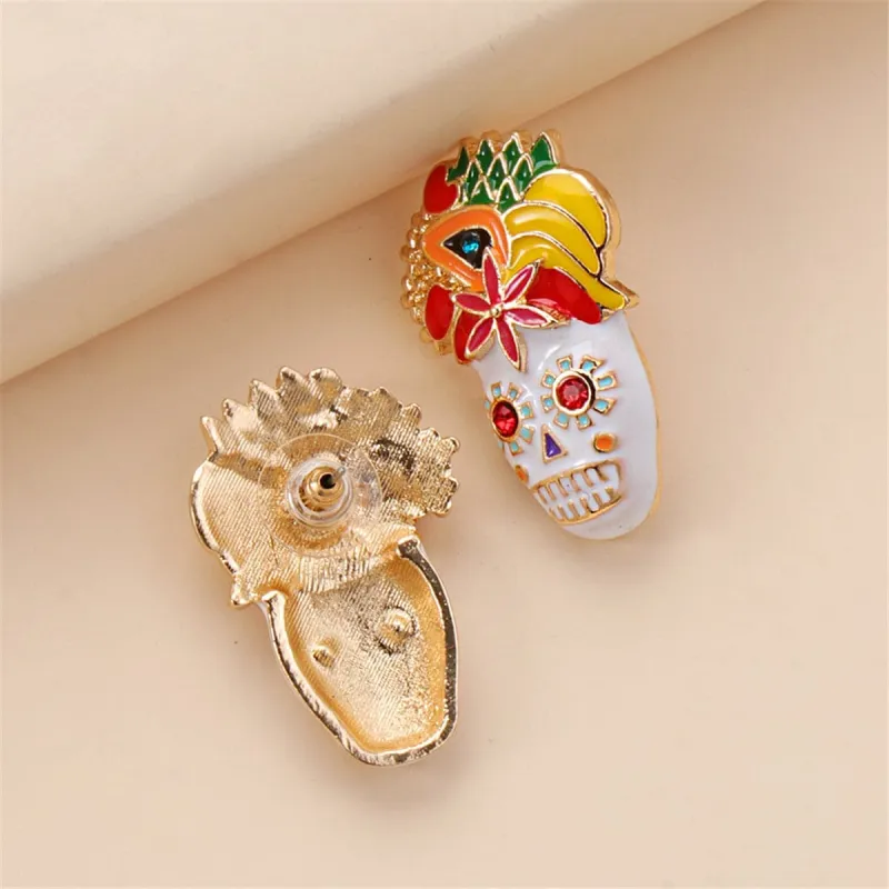 Cubic Zirconia & Enamel Goldtone Masks Stud Earrings made by Zulily