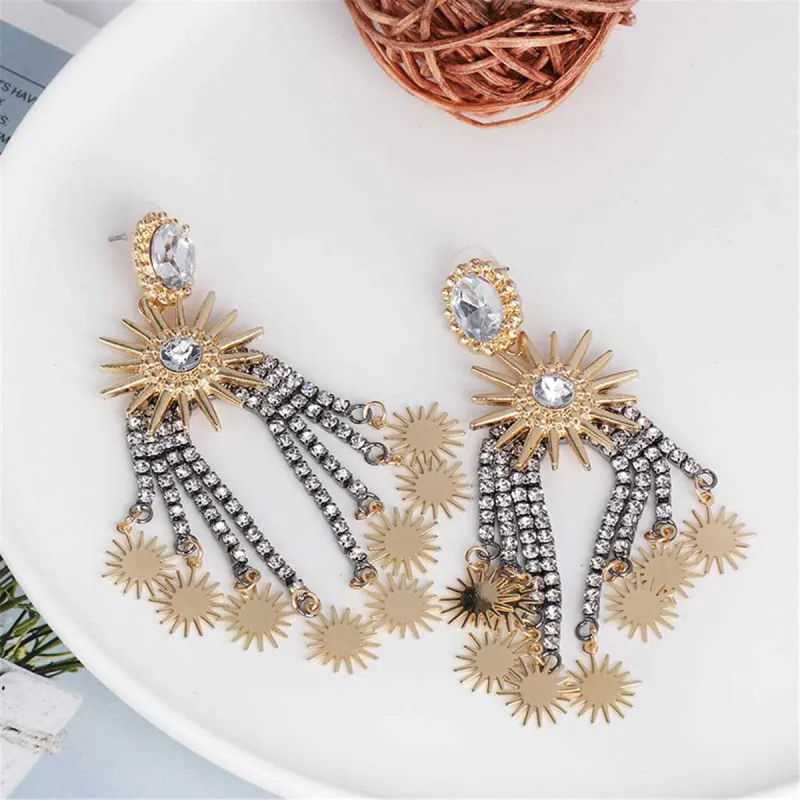 Cubic Zirconia & Crystal Star Tassel Drop Earrings made by Zulily