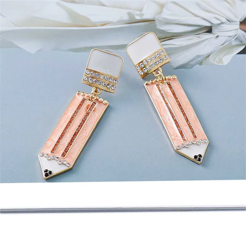Cubic Zirconia & Enamel Goldtone Pencil Drop Earrings made by Zulily