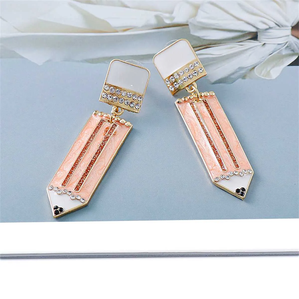 Cubic Zirconia & Enamel Goldtone Pencil Drop Earrings sold by Zulily