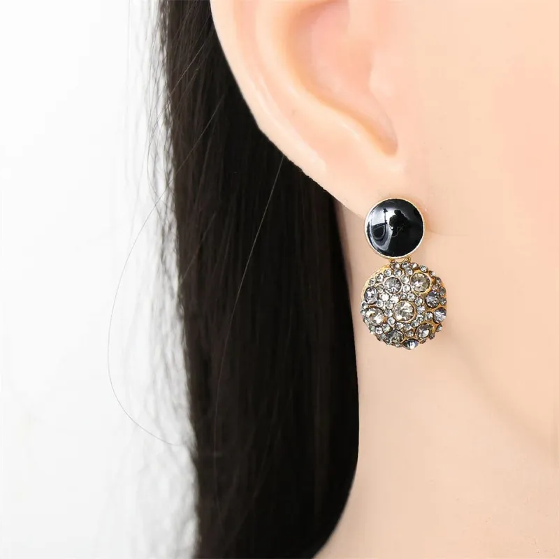 Cubic Zirconia & Enamel Goldtone Round Drop Earring made by Zulily