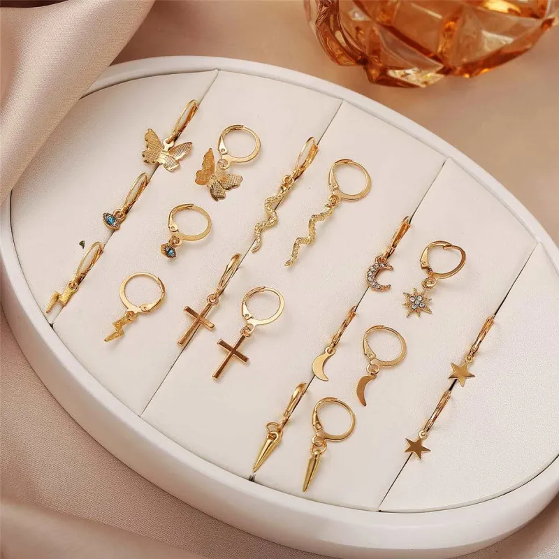 Cubic Zirconia & Goldtone Celestial Drop Earring Set made by Zulily