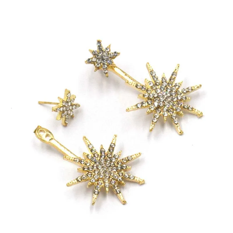 Cubic Zirconia & Goldtone Double Starburst Drop Earrings made by Zulily