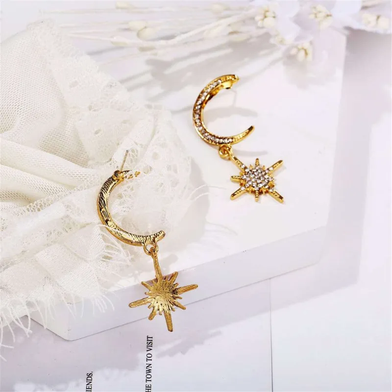 Cubic Zirconia & Goldtone Crescent Moon Drop Earrings made by Zulily