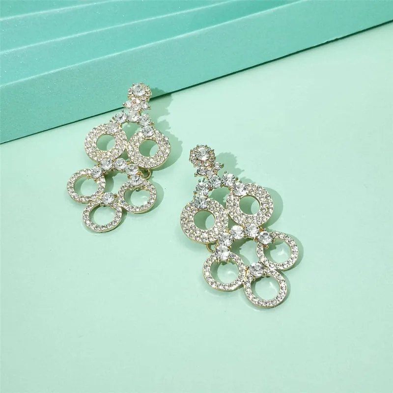 Cubic Zirconia & Goldtone Circle Chandelier Drop Earring made by Zulily