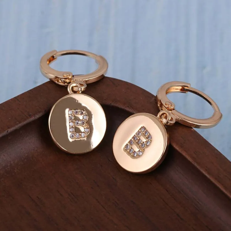 Cubic Zirconia & Goldtone Letter B Cut Drop Earrings made by Zulily