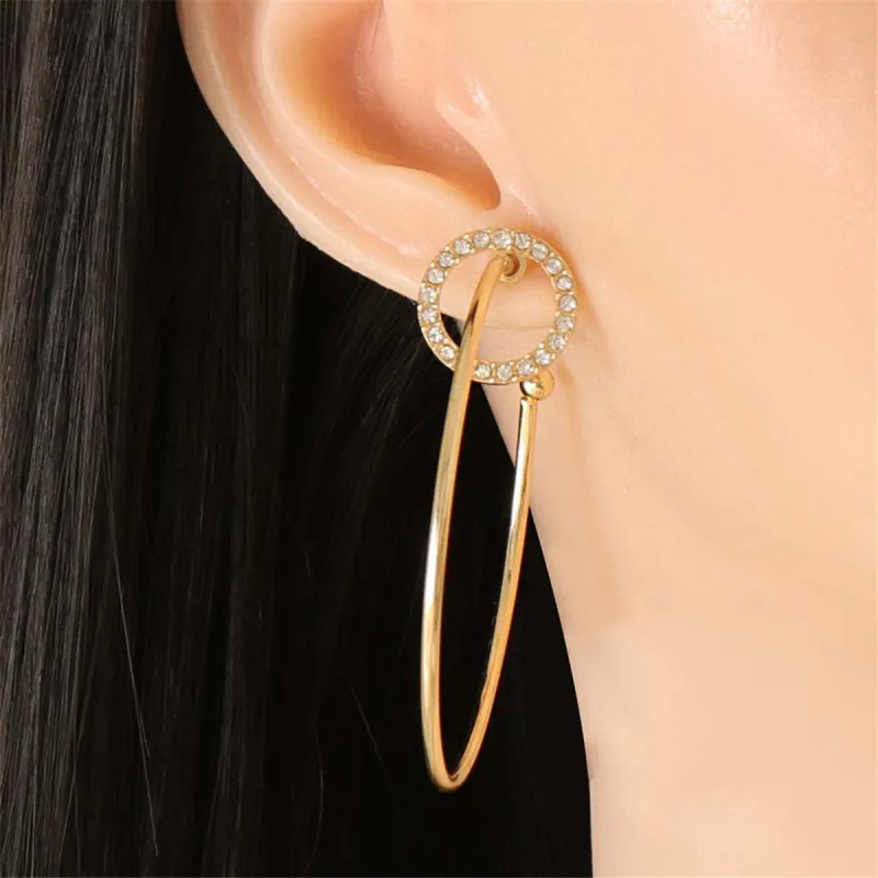 Cubic Zirconia & Goldtone Hoop Earrings made by Zulily