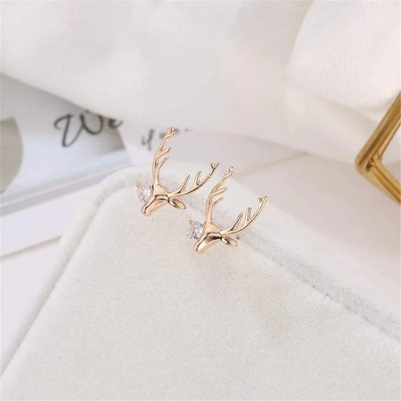 Cubic Zirconia & Goldtone Deer Head Stud Earrings made by Zulily