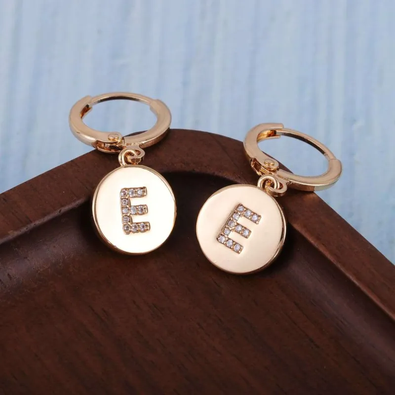 Cubic Zirconia & Goldtone Letter E Cut Drop Earrings made by Zulily