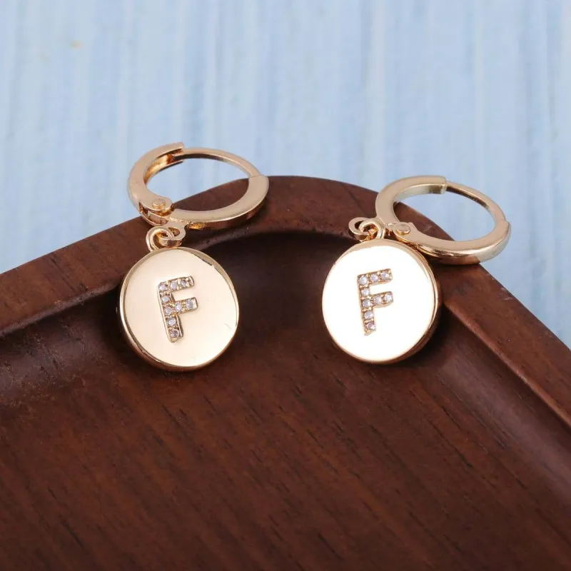 Cubic Zirconia & Goldtone Letter F Cut Drop Earrings made by Zulily