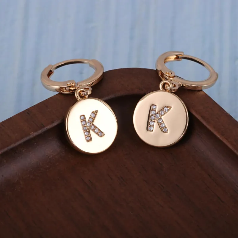 Cubic Zirconia & Goldtone Letter K Cut Drop Earrings made by Zulily
