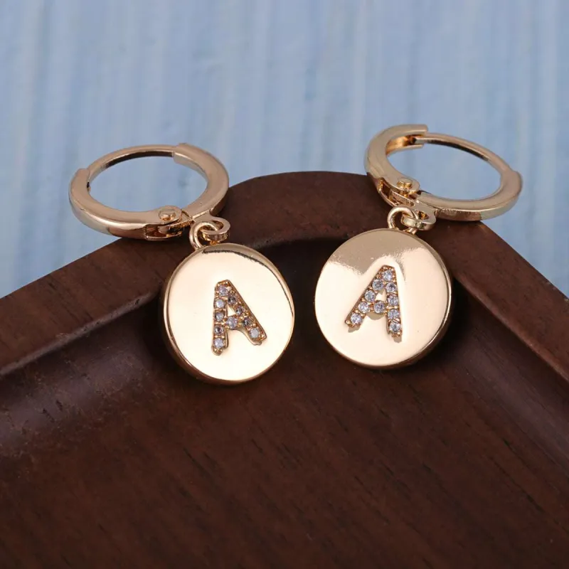 Cubic Zirconia & Goldtone Letter A Cut Drop Earrings made by Zulily