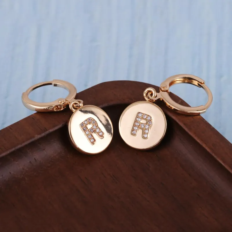 Cubic Zirconia & Goldtone Letter R Cut Drop Earrings made by Zulily