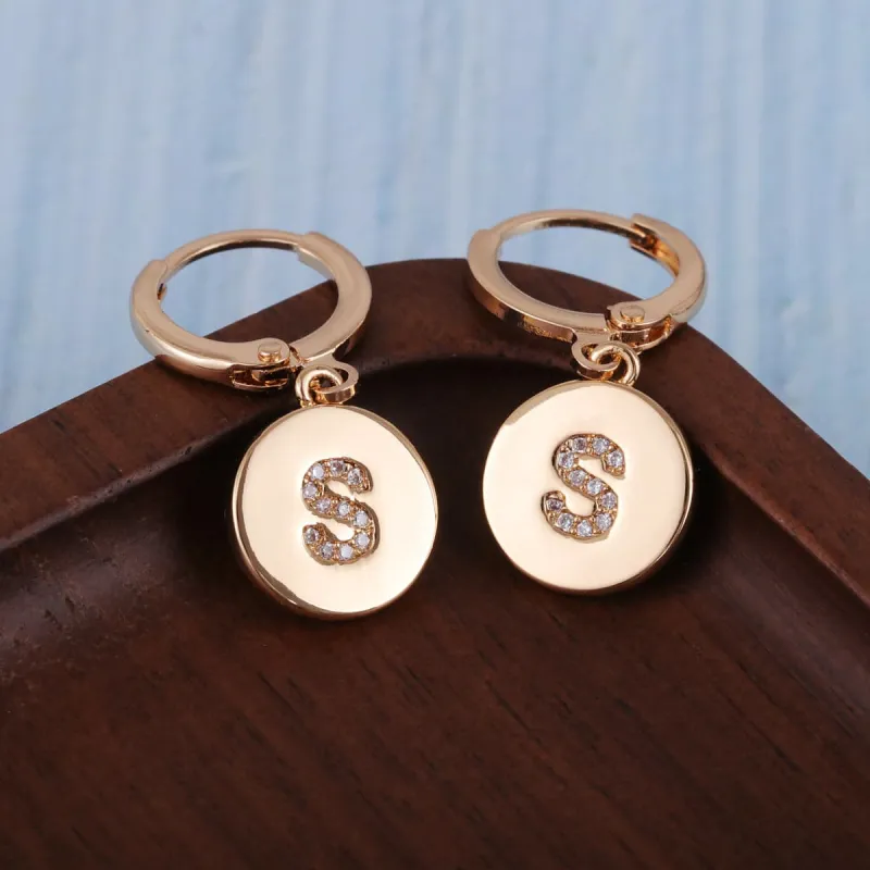 Cubic Zirconia & Goldtone Letter S Cut Drop Earrings made by Zulily