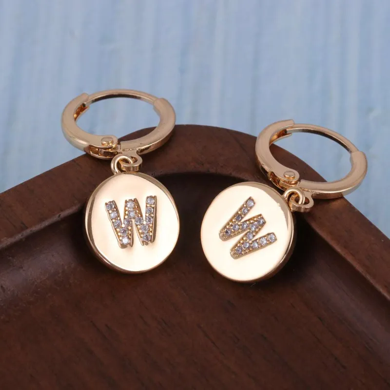 Cubic Zirconia & Goldtone Letter W Cut Drop Earrings made by Zulily