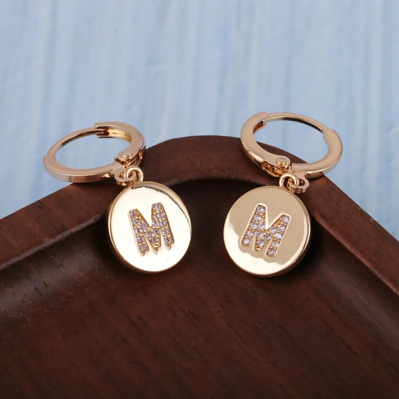 Cubic Zirconia & Goldtone Letter M Cut Drop Earrings made by Zulily