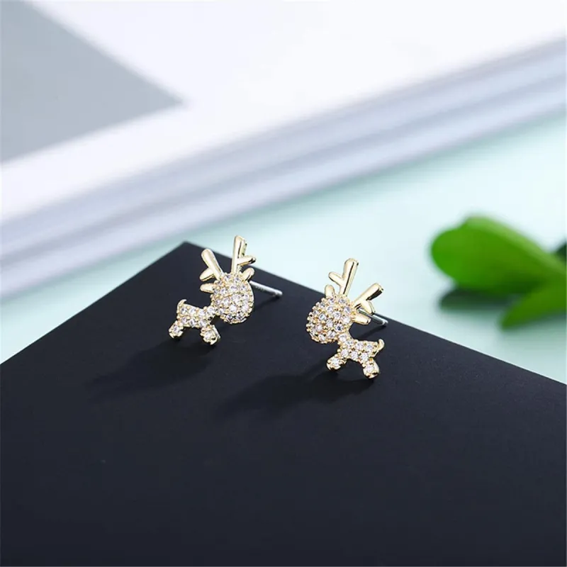 Cubic Zirconia & Goldtone Reindeer Stud Earrings made by Zulily