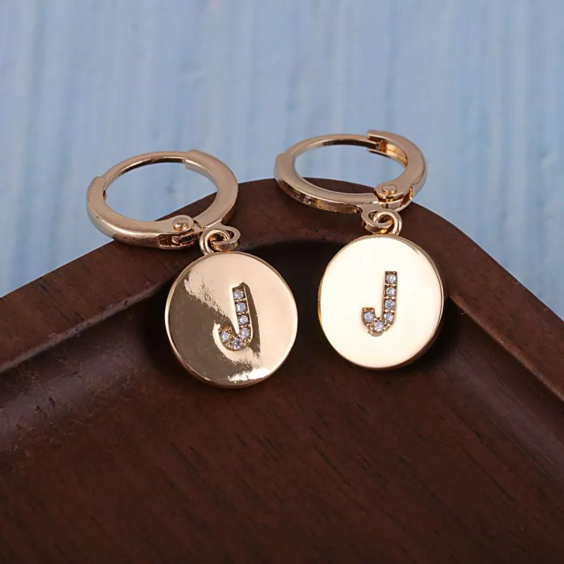 Cubic Zirconia & Goldtone Letter J Cut Drop Earrings made by Zulily