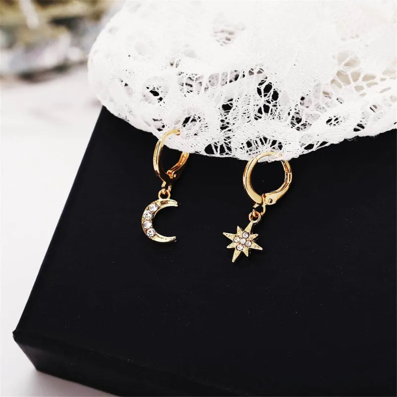 Cubic Zirconia & Goldtone Moon & Star Drop Earrings made by Zulily