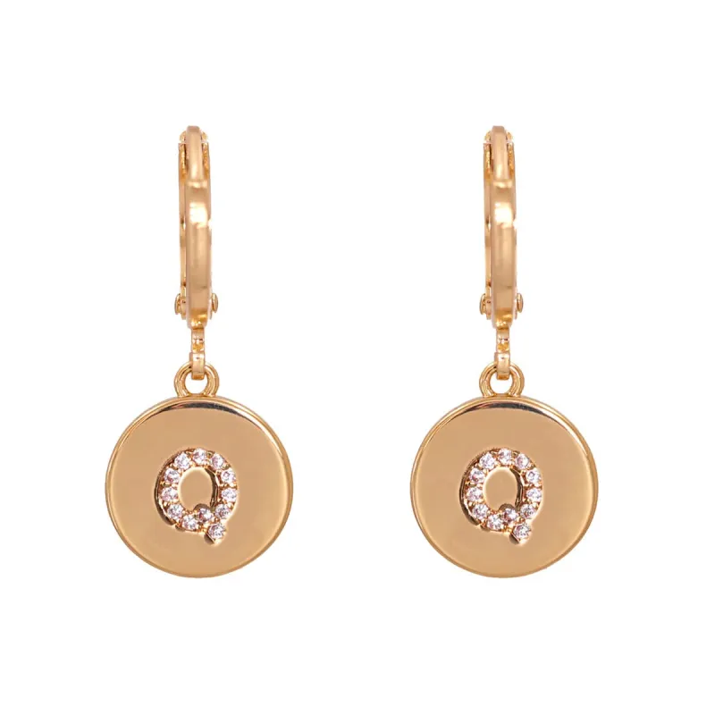 Cubic Zirconia & Goldtone Letter Q Cut Drop Earrings made by Zulily