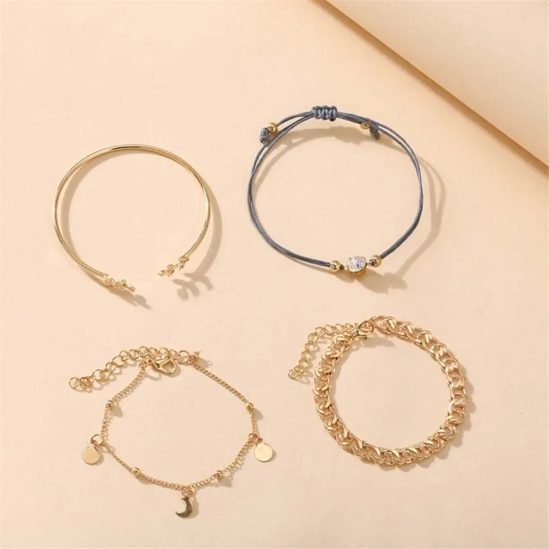Cubic Zirconia & Goldtone Figaro Chain Bracelet Set made by Zulily