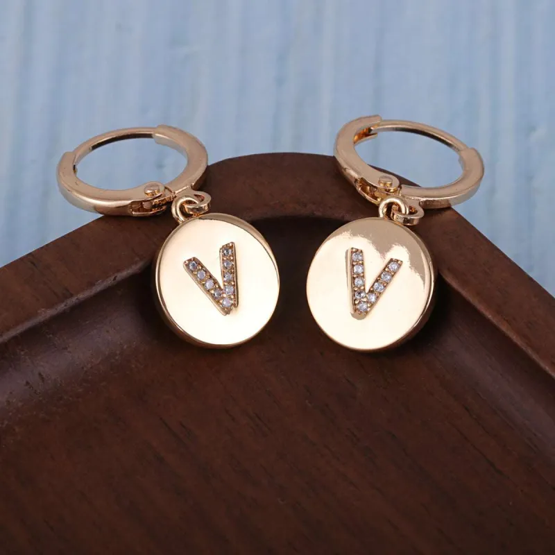 Cubic Zirconia & Goldtone Letter V Cut Drop Earrings made by Zulily