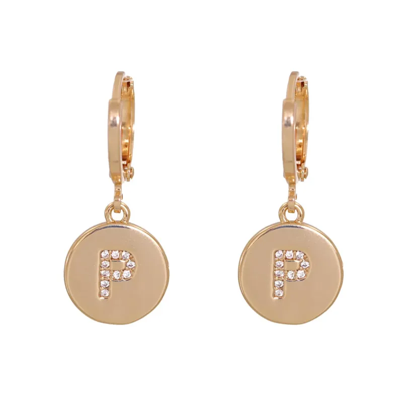 Cubic Zirconia & Goldtone Letter P Cut Drop Earrings made by Zulily