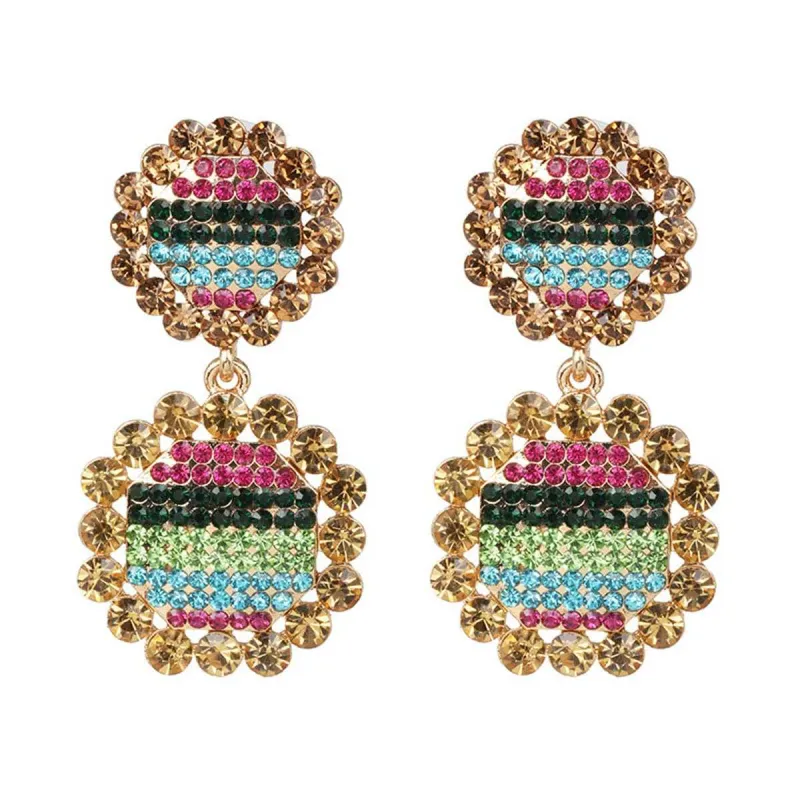 Cubic Zirconia & Goldtone Stripe Pavé Round Drop Earrings made by Zulily