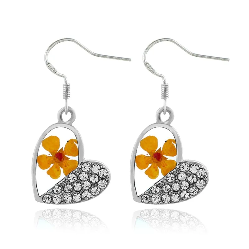 Cubic Zirconia & Peach Blossom Heart Drop Earrings made by Zulily