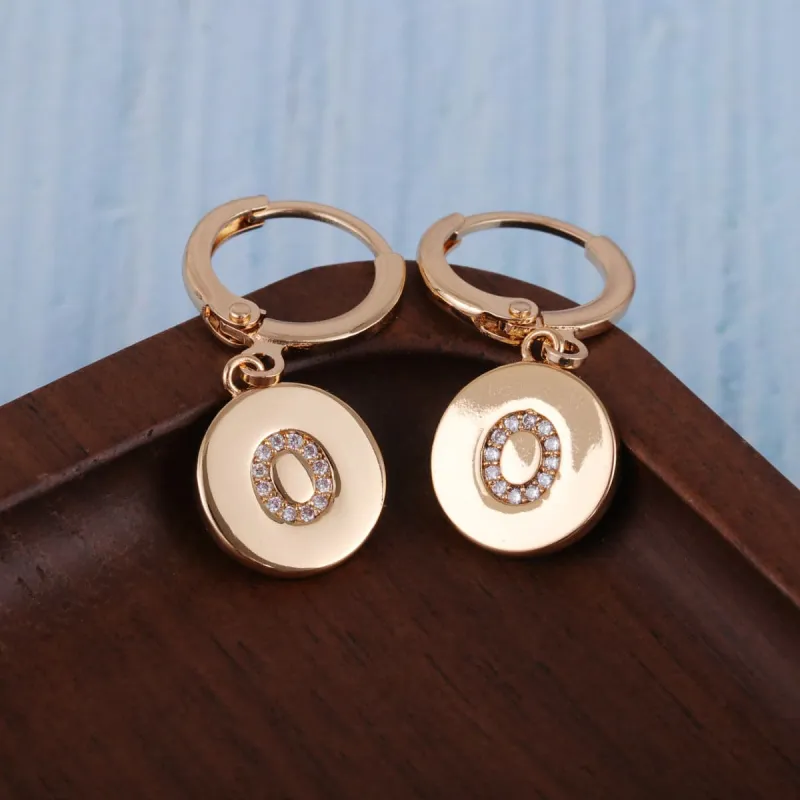Cubic Zirconia & Goldtone Letter O Cut Drop Earrings made by Zulily