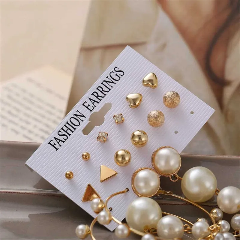 Cubic Zirconia & Pearl Goldtone Round Earrings Set made by Zulily