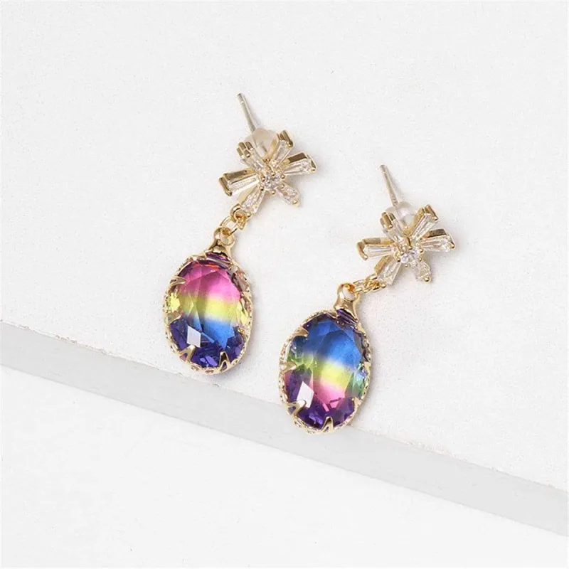 Cubic Zirconia & Multicolor Crystal Ombré Oval Drop Earrings made by Zulily