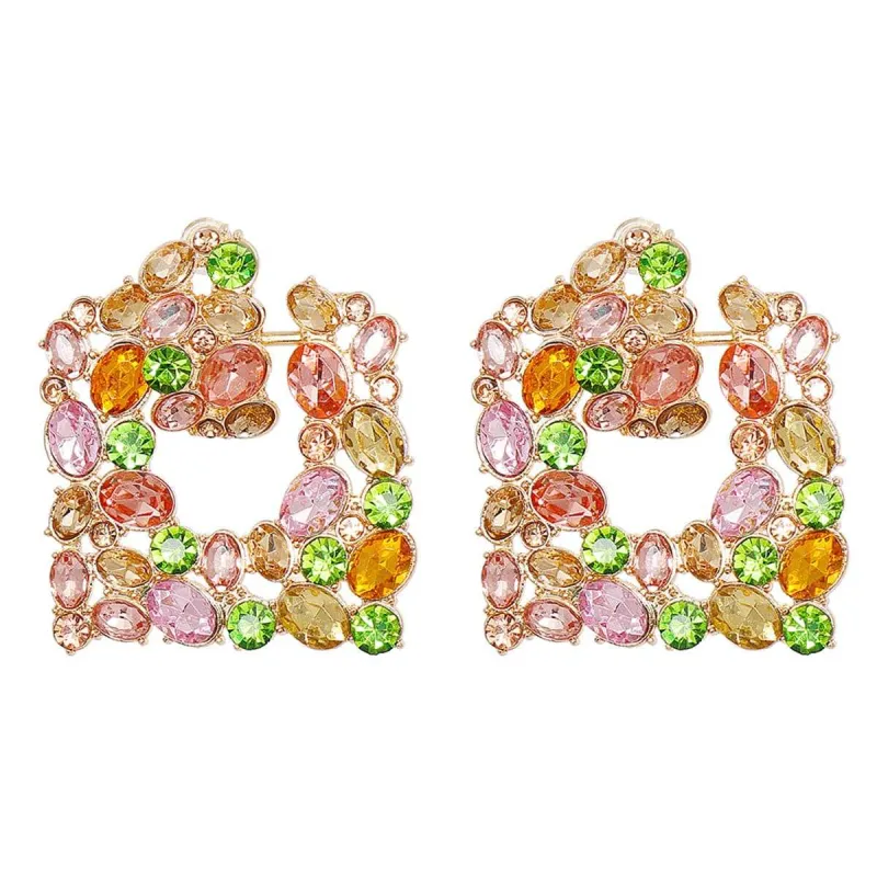 Cubic Zirconia & Green Crystal Goldtone Square Drop Earrings made by Zulily