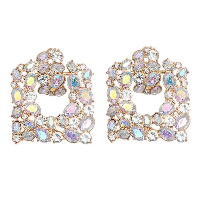 Cubic Zirconia & Iridescent Crystal Goldtone Square Drop Earrings made by Zulily