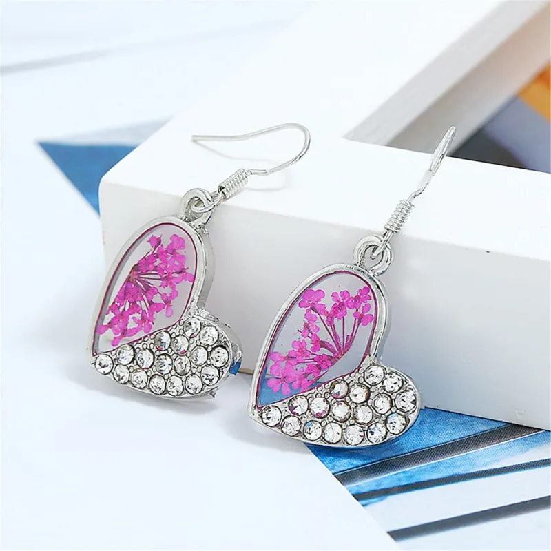 Cubic Zirconia & Gypsophila Heart Drop Earrings made by Zulily