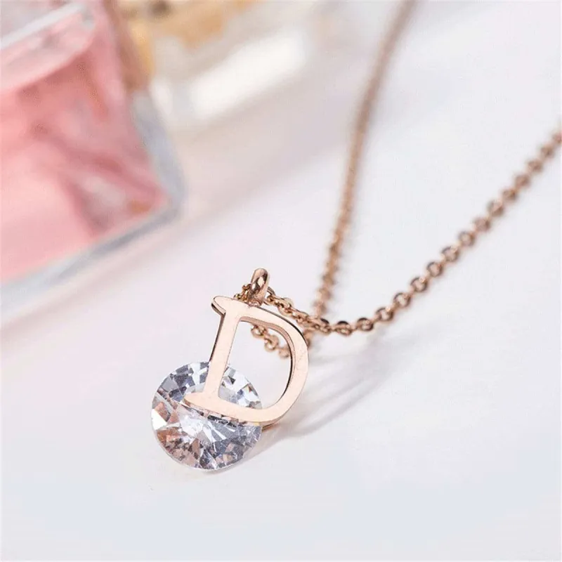 Cubic Zirconia & Rose Goldtone 'D' Pendant Necklace made by Zulily