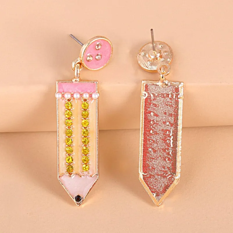 Cubic Zirconia & Pearl Enamel Goldtone Pencil Drop Earrings made by Zulily