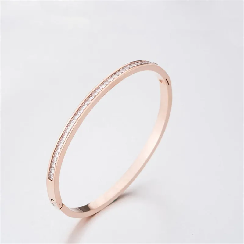 Cubic Zirconia & Rose Goldtone Bezel-Set Bangle made by Zulily