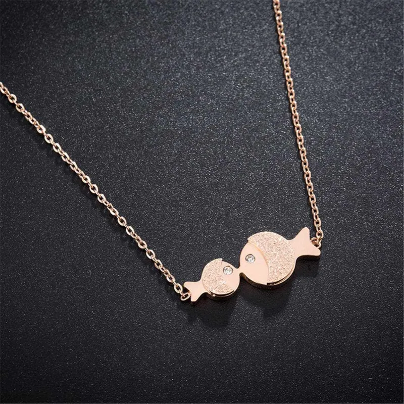 Cubic Zirconia & Rose Goldtone 2 Fish Pendant Necklace made by Zulily