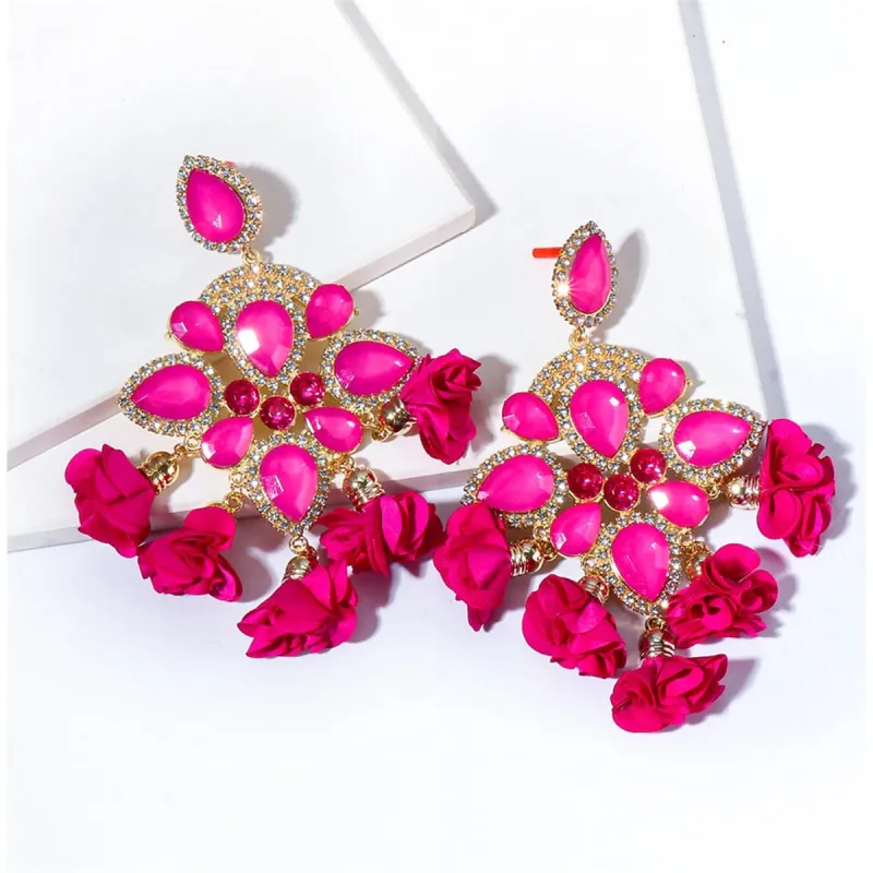 Cubic Zirconia & Rose Crystal Floral Pear Chandelier Drop Earrings made by Zulily