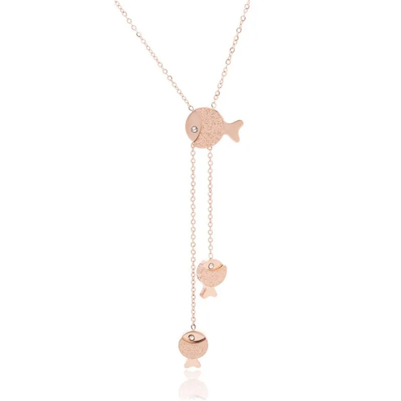 Cubic Zirconia & Rose Goldtone 3 Fish Pendant Necklace made by Zulily